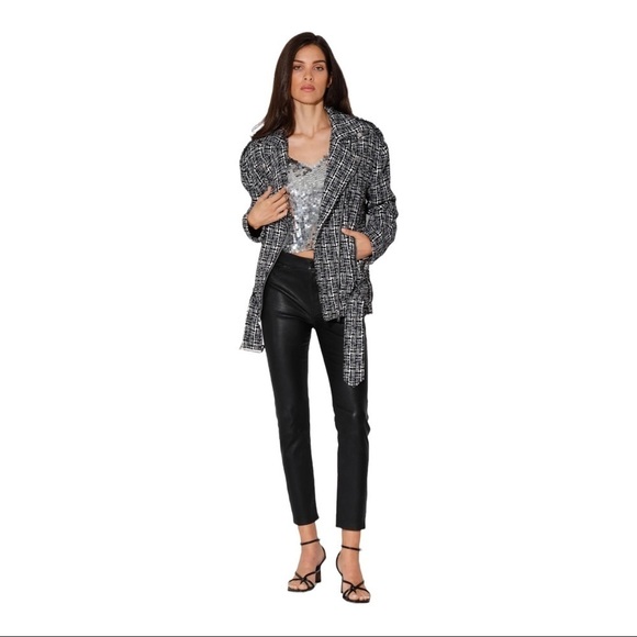 NEW WALTER BAKER Remi Jacket Black White Queen Tweed Moto Jacket Medium - Picture 2 of 13